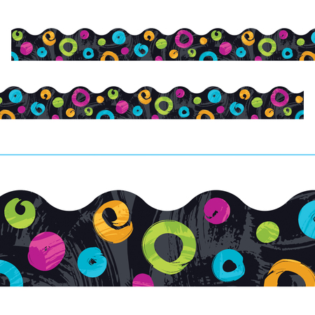 Trend Enterprises Color Harmony™ Swirl Dots/Black Terrific Trimmers®, 39 Feet/Pack, PK6 T92691